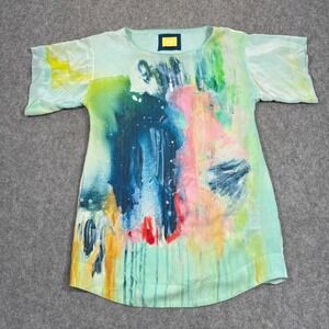 Anthropologie Maeve Watercolor‎ Silk Claire Desjardins Dress Women's Size SP